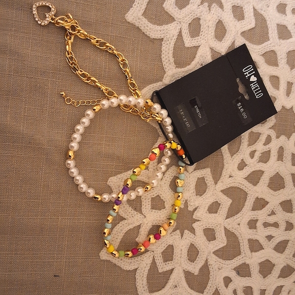 💥SALE💥OH Hello, NWT Rhinestone, Gold, Multi-Color Bracelet Set - Picture 5 of 6